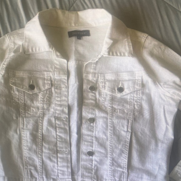 Just USA Jackets & Blazers - Just USA White Jean Jacket Silver Buttons